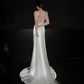 Romantic A Line V Neck 3D Floral Satin Tulle Long Wedding Dress SH5967
