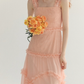 Orange-pink A Line Spaghetti Strap Lace Long Prom Dress Party Dress SH4146