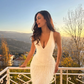 Luxurious Sheath V Neck Beaded White Satin Long Prom Dress Evening Dress SH6535