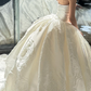 Rose Ball Gown Strapless White Satin Long Sweep Wedding Dress SH5279