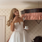 Princess A Line V Neck White Satin Short Homecoming Dress Birthday Dress SH2238