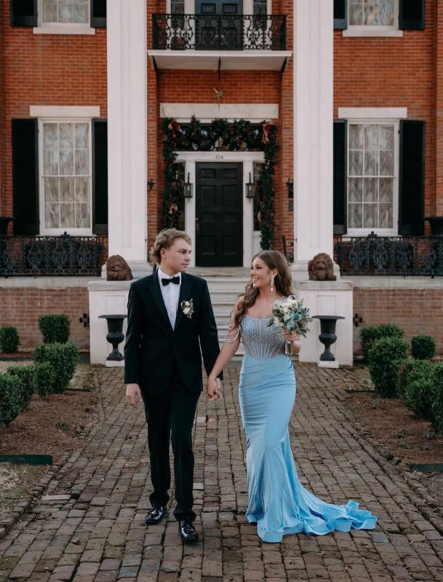 Glamorous Mermaid Off the Shoulder Beaded Blue Satin Long Prom Dress Evening Dress SH7224