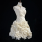 Ivory A Line Sweetheart Neck Pleated Flower Satin Short Homecoming Dress Cocktail Dress SH3147