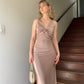 Simple A Line Halter Purple Satin Open Back Prom Dress Evening Dress SH2533