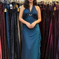 Sexy Halter Ombre Green Chiffon Backless Long Prom Dress Evening Dress SH1147