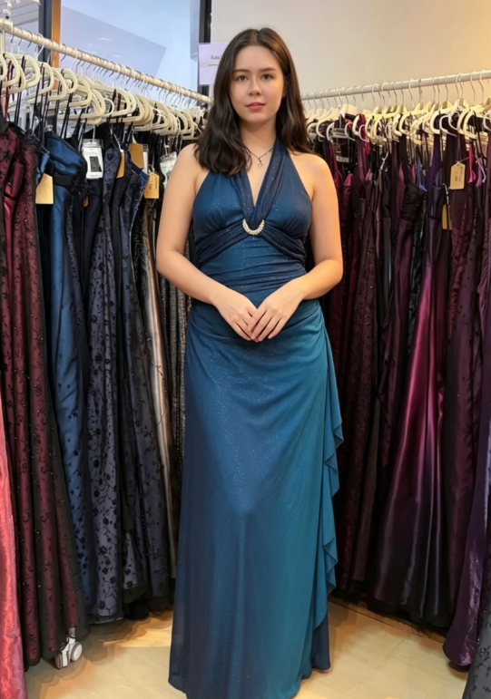 Sexy Halter Ombre Green Chiffon Backless Long Prom Dress Evening Dress SH1147