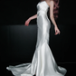 Elegant Mermaid Sweetheart Neck White Lace Satin Long Prom Dress Wedding Dress SH4967
