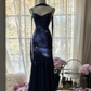 Lilac Mermaid Spaghetti Strap Beaded Chiffon Long Prom Dress Graduation Prom Dress SH2486