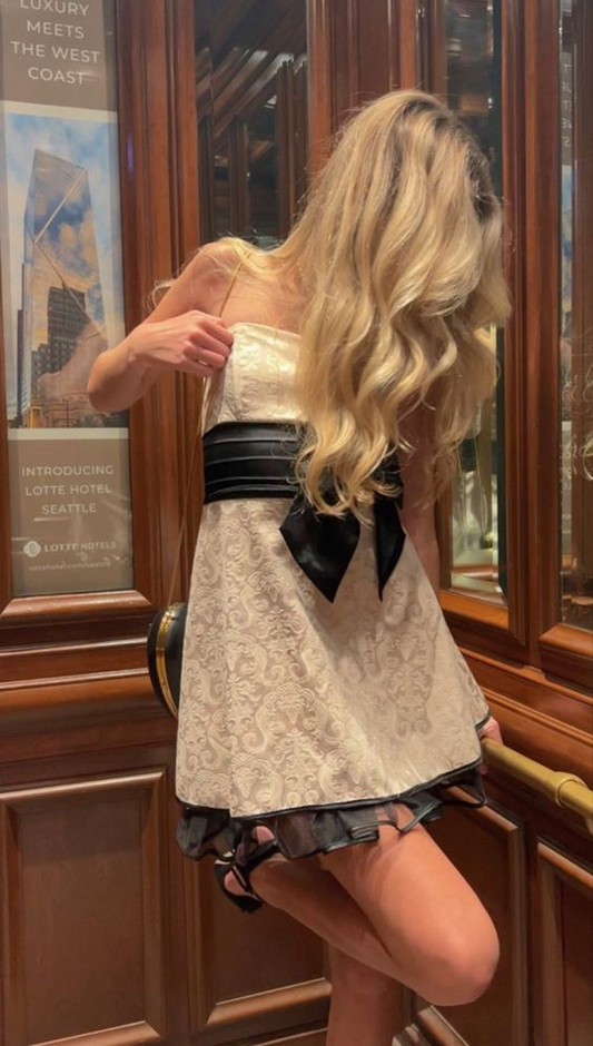 Vintage Light Champagne Strapless Short Homecoming Dress Mini Party Dress SH1432