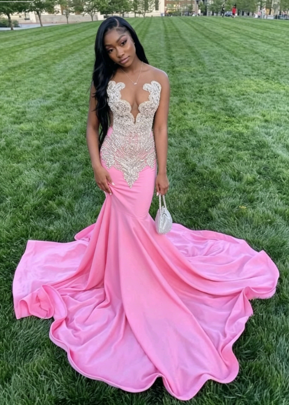 Pink Long Mermaid Prom Dress ,Elegant Evening Dress SH610