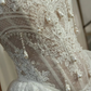 Glamorous A Line Strapless Pearl White Lace Long Wedding Dress SH7354