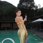 Green Two Piece Sheath Spaghetti Straps Satin Long Prom Dress Evening Dress SH8798