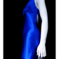 Vintage Stunning Blue Mermaid Halter Satin Open Back Prom Dress Evening Dress SH5129