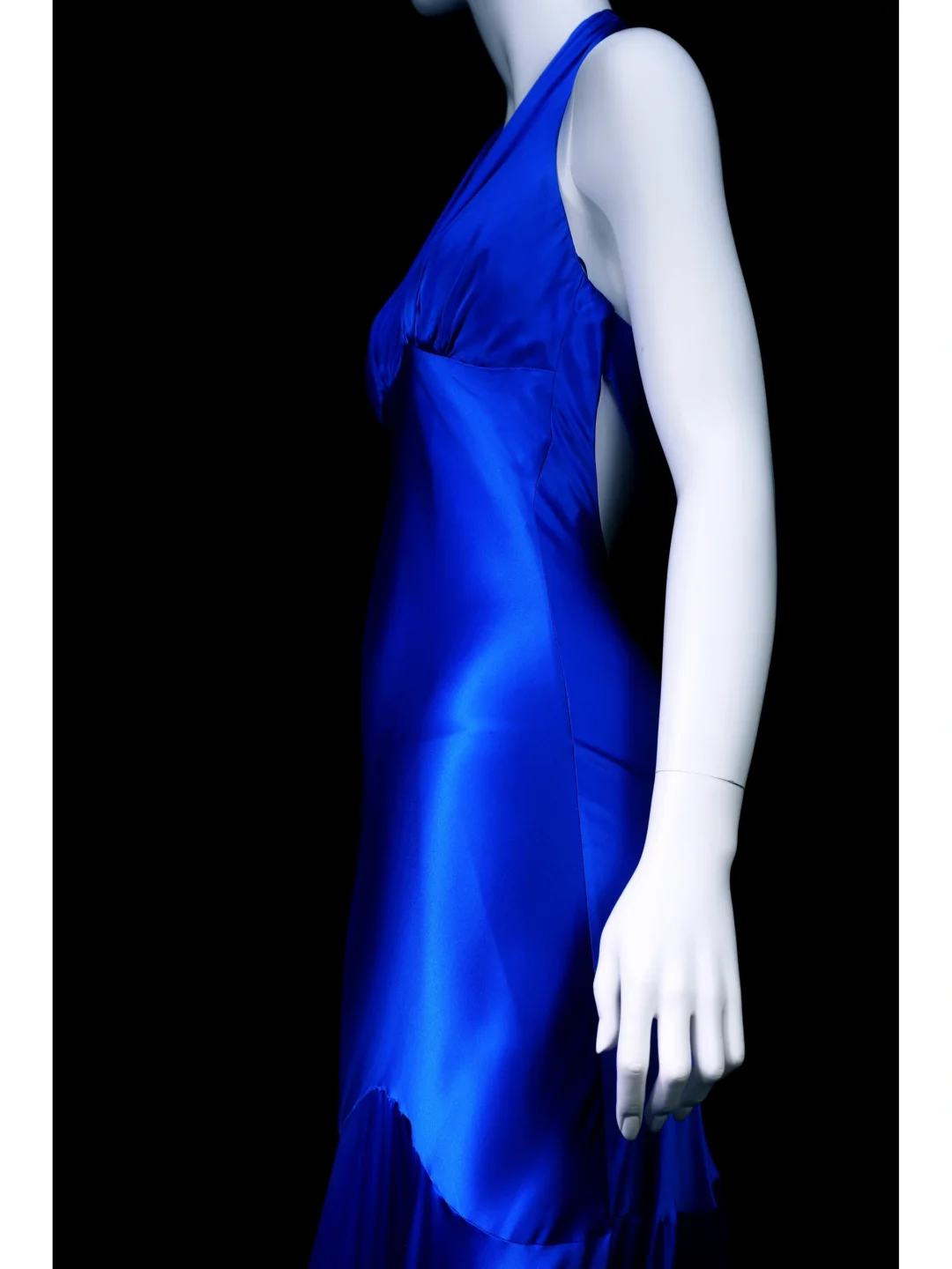 Vintage Stunning Blue Mermaid Halter Satin Open Back Prom Dress Evening Dress SH5129
