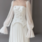 2026 New A Line Long Sleeve Beaded Chiffon Satin Long Wedding Dress SH7710