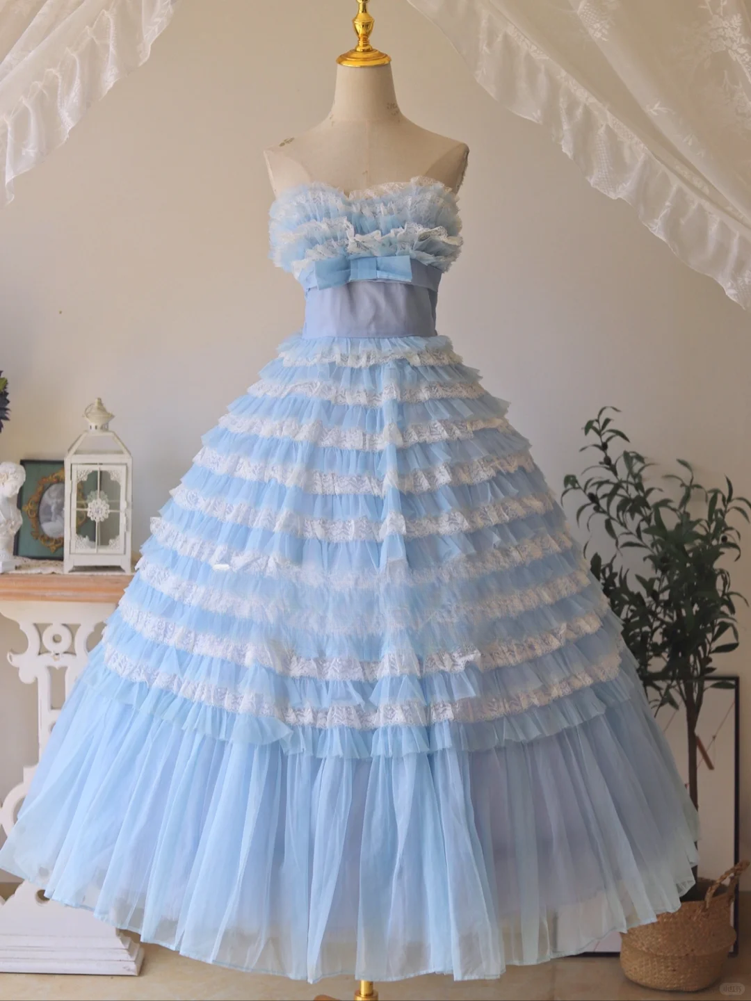 Vintage Blue Ball Gown Sweetheart Neck Layered Lace Tulle Prom Dress 1 shinydress Vintage Blue Ball Gown Sweetheart Neck Layered Lace Tulle Prom Dress 1 shinydress