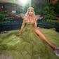 Fairy A Line Off the Shoulder Corset Appliques Green Tulle Prom Dress Evening Dress SH2180
