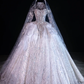 Silver Ball Gown Halter Rhinestone Sequin Tulle Long Prom Dress SH3243