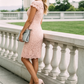 Gentle Pink Sheath Lace Knee Length Mother of the Bride Dress Outfits P01785