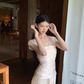 Gentle A Line Straps Print Floral Satin Prom Dress Party Dress Outfits SH5059