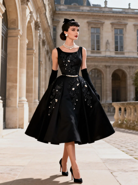 Classic A Line Straps Beaded Pearls Satin Prom Dress Evening Dress SH5111