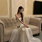 New A Line Spaghetti Strap White Tulle Long Prom Dress Evening Dress SH8775