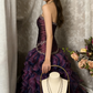 Vintage Grape A Line Strapless Appliques Ruffle Organza Long Prom Dress SH5425