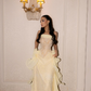 Pretty Yellow A Line Strapless Lace Chiffon Prom Dress Evening Dress SH6433