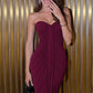 Simple Burguny Sheath Sweetheart Neck Pleated Satin Prom Dress Evening Dress SH7199
