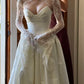 Pretty Ball Gown Sweetheart Neck White Satin Lace Long Wedding Dress SH7073