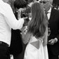 Simple Sheath Spaghetti Strap White Satin Backless Long Train Wedding Dress SH7543