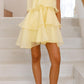 Cute A Line Strapless Yellow Tiered Organza Short Homecoming Birthday Dress Cocktail Dresses SH2903