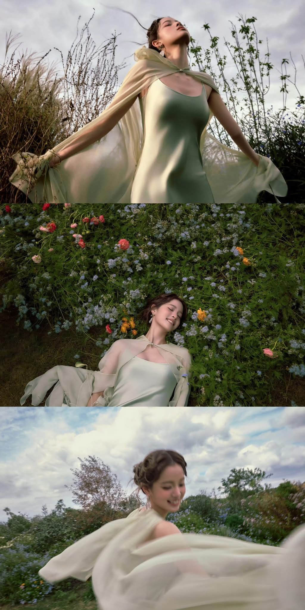 Light Green A Line Spaghetti Strap Satin Chiffon Prom Dress Evening Dress SH4726