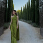 Elegant Green A Line One Shoulder Satin Long Prom Dress Evening Dress SH7020