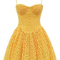 Dark Yellow A Line Straps Floral Lace Short Homecoming Dress Outfits SH6732
