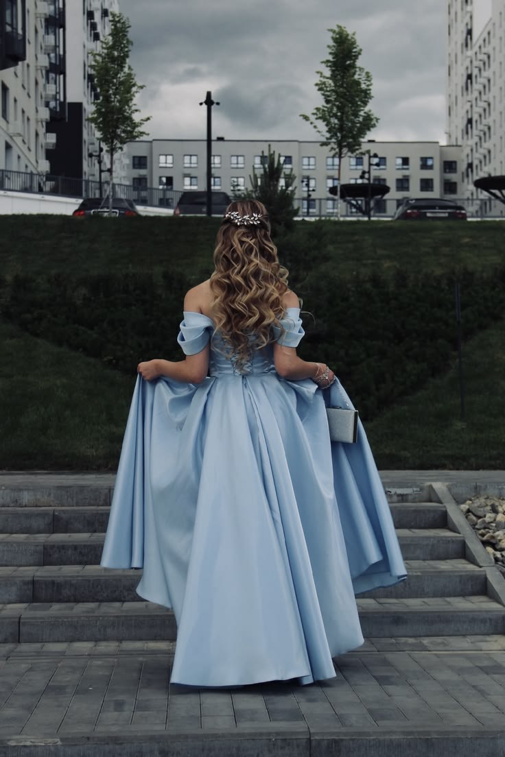 Classic Blue Off the Shoulder Satin Long Prom Dress Evening Dress SH6904