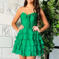 Cute A Line Sweetheart Green Short Homecoming Dress with Ruffles SH7990