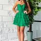 Cute A Line Sweetheart Green Short Homecoming Dress with Ruffles SH7990
