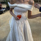 Unique A Line Off the Shoulder Lace Tulle Long Prom Dress Wedding Dress SH7323