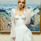 Princess Ball Gown Long Sleeve White Chiffon Long Wedding Dress SH7149