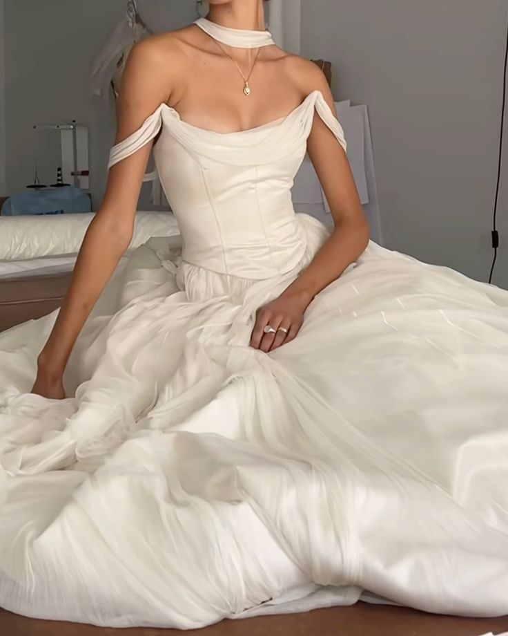 Simple A Line Off the Shoulder White Chiffon Long Prom Dress Graduation Prom Dress SH2602