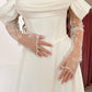 Elegant A Line Long Sleeve White Lace Satin Slit Long Wedding Dress SH7074