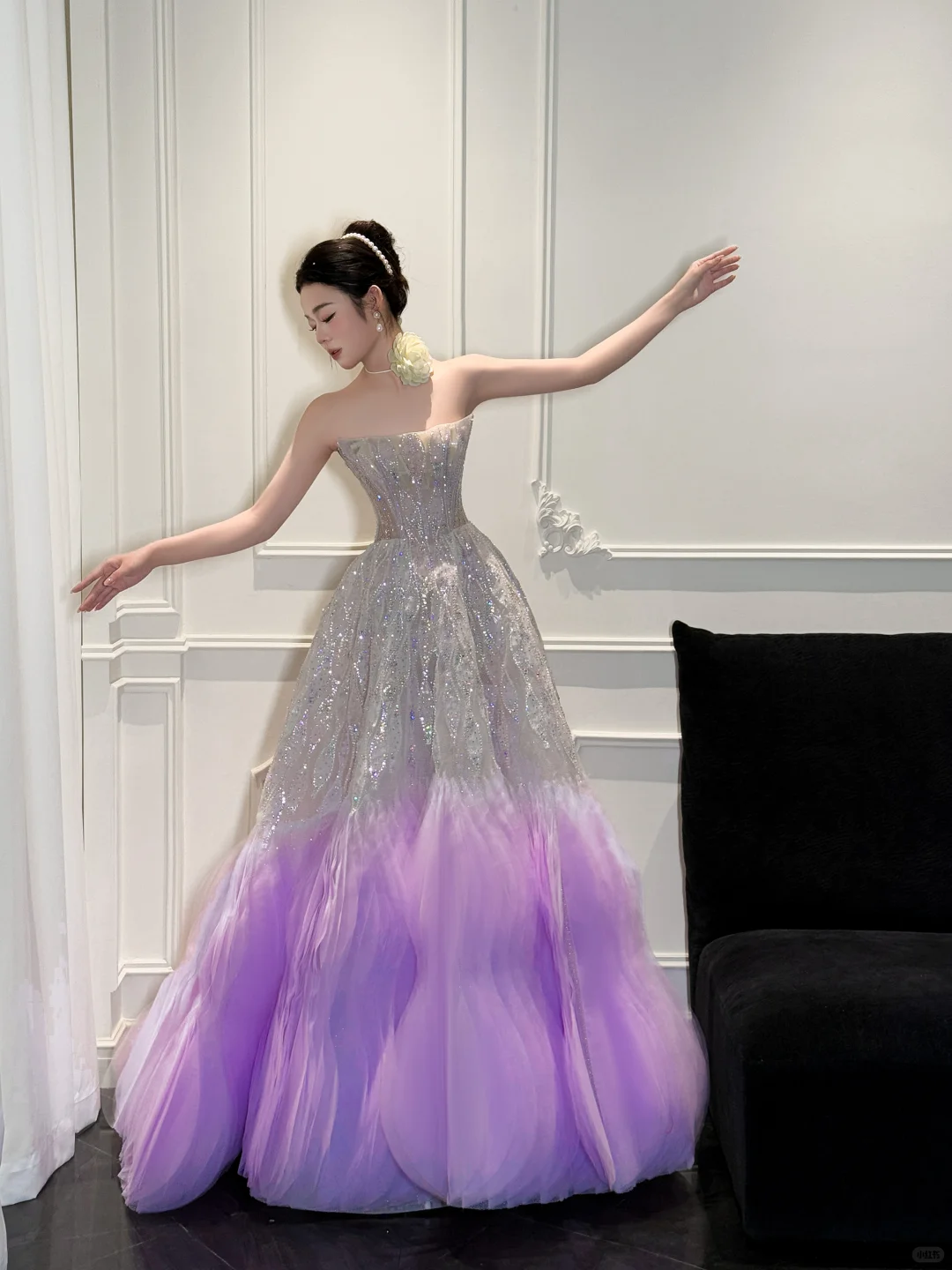 Stunning Ball Strapless Sequin Purple Tulle Long Prom Dress Party Dress SH4689