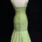 Vintage Mermaid Sweetheart Neck Appliques Green Satin Long Party Dress Evening Dress SH2845