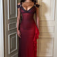 Sexy A Line Straps Ombre Burgundy Chiffon Long Prom Dress SH1232
