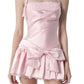 Pink A Line Halter Lace Satin Backless Mini Homecoming Dress with Bow SH3315