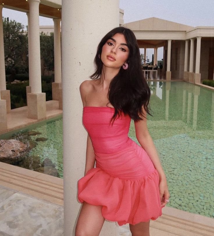 Pink Ombre A Line Strapless Tulle Short Homecoming Dress Mini Dress SH8049