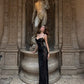 Sexy Black Sheath Spaghetti Strap Lace Satin Long Prom Dress Evening Dress SH8122
