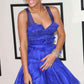 Cute A Line Straps Blue Feather Tulle Short Homecoming Dress Evening Dress SH2289