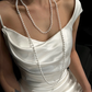 Elegant White Sheath Straps Satin Long Prom Dress Formal Gown Wedding Dress SH4187